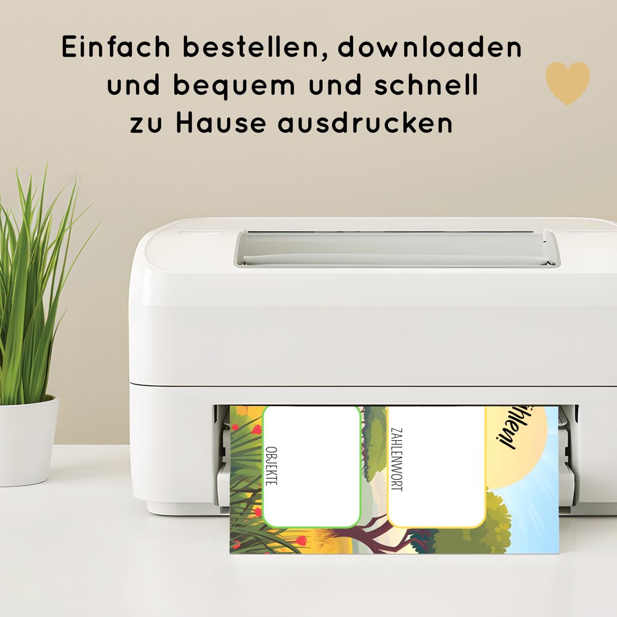 Safari Zählübung Zahlen 1 bis 10 für Kinder, quer