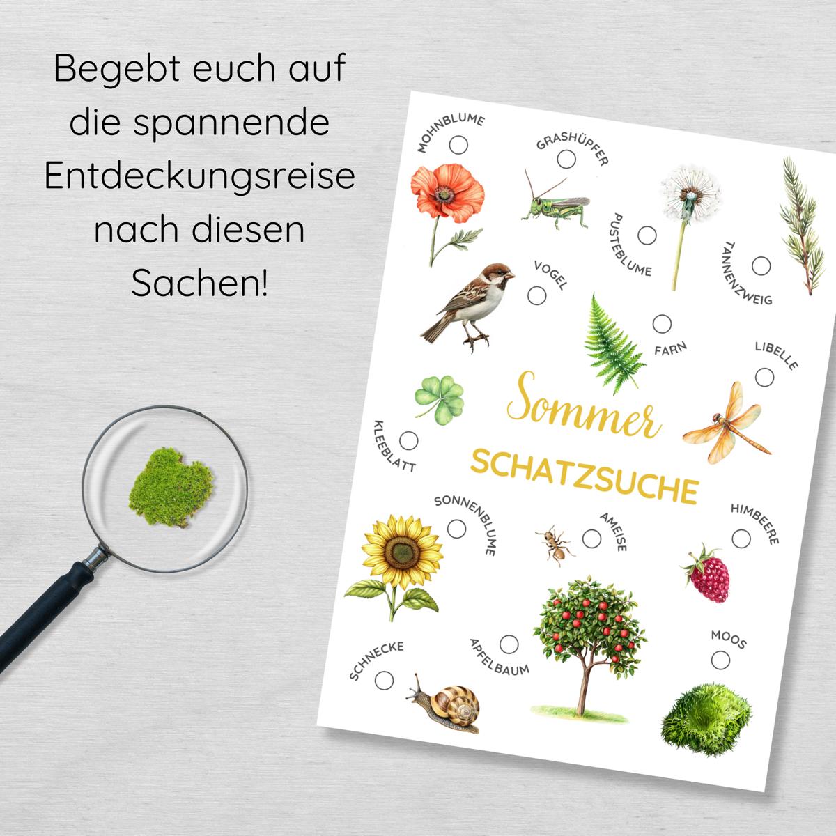 Sommer Schatzsuche für Kinder Druckvorlage