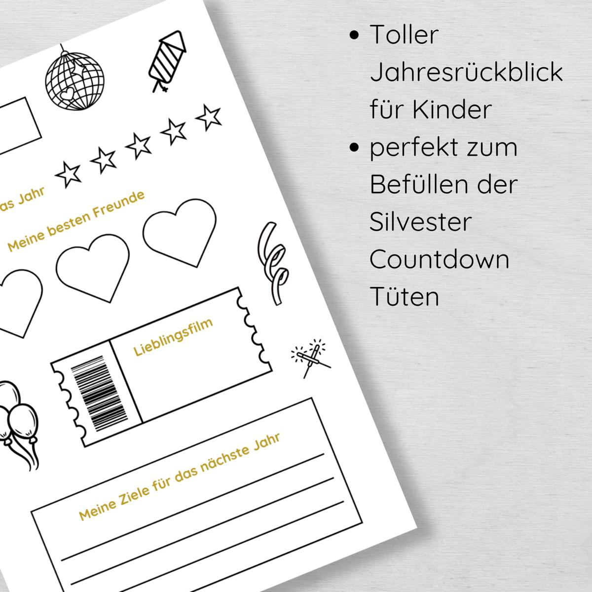 Silvester Zeitkapsel Jahresrückblick für Kinder