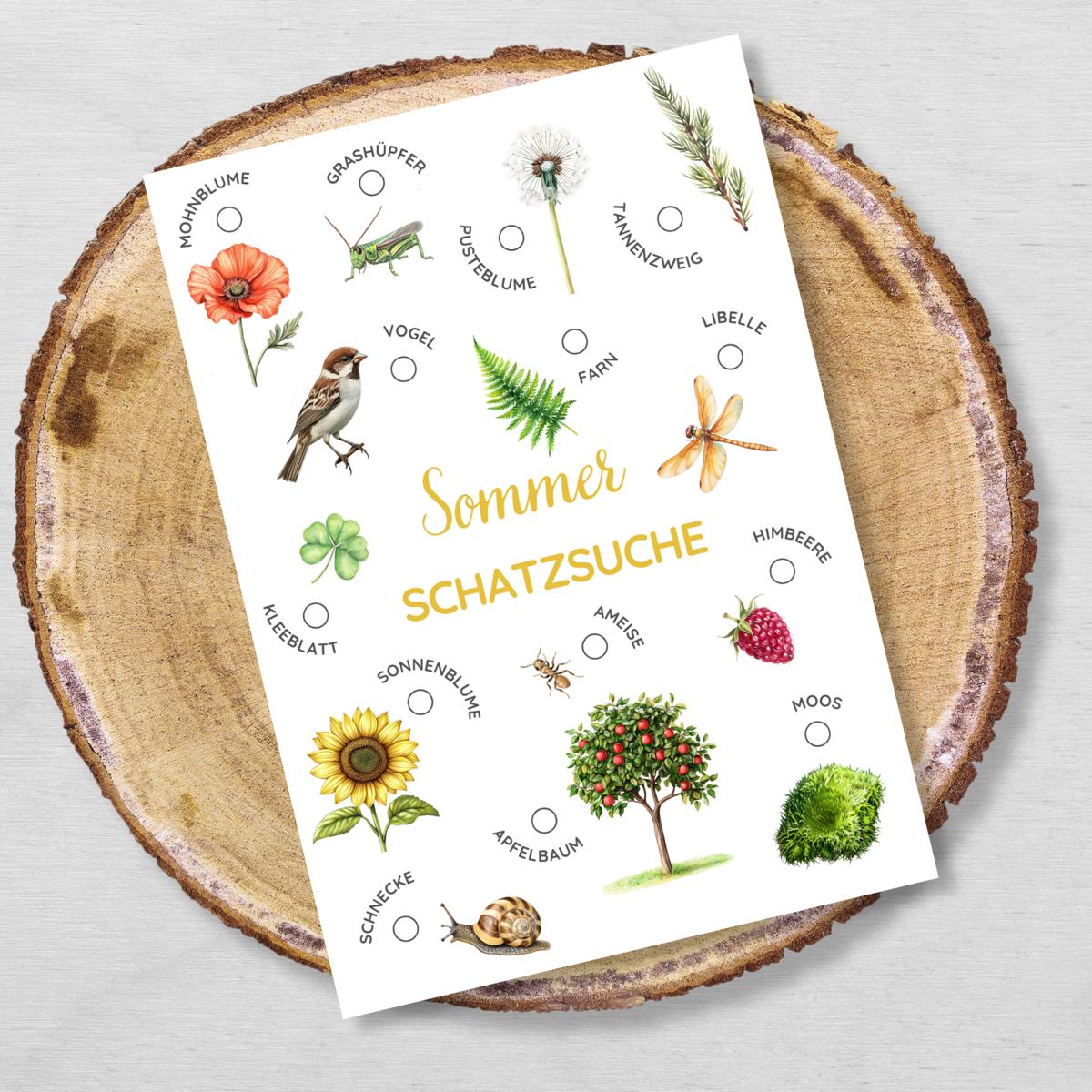 Sommer Schatzsuche für Kinder Druckvorlage