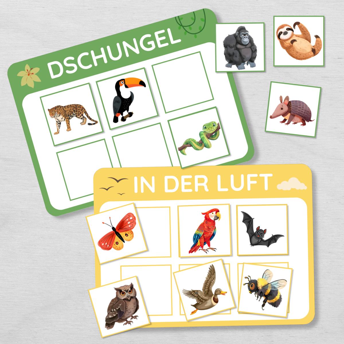 Tiere & ihre Lebensräume Sortierspiel für Kinder