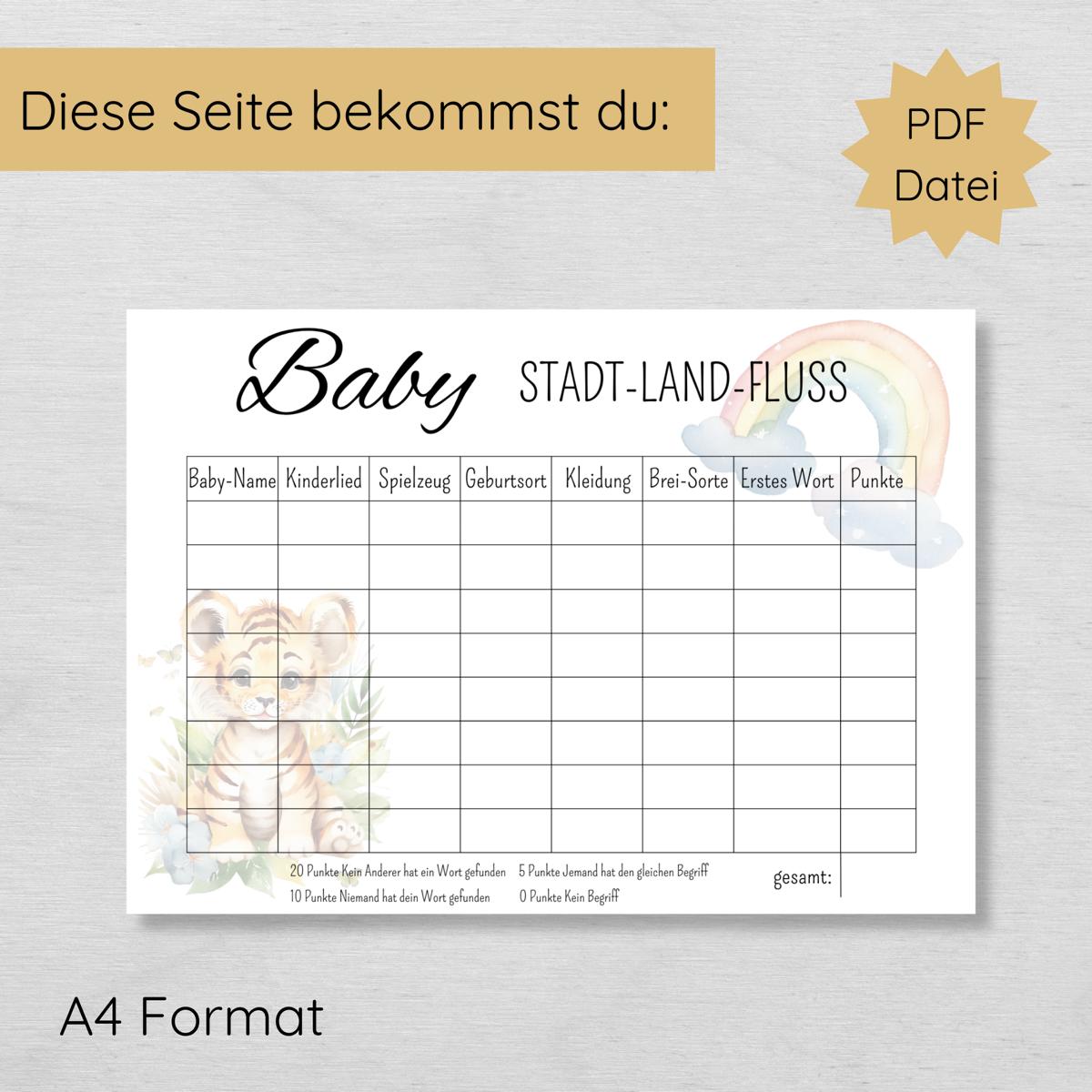 Baby Stadt Land Fluss Spielvorlage, Tiger
