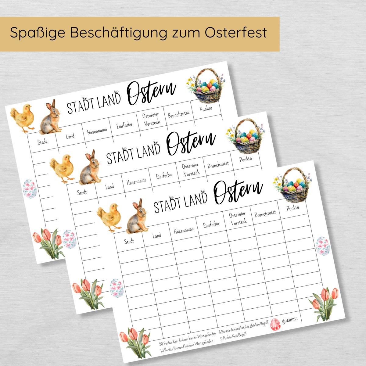 Stadt Land Ostern Spielvorlage zum Ausdrucken