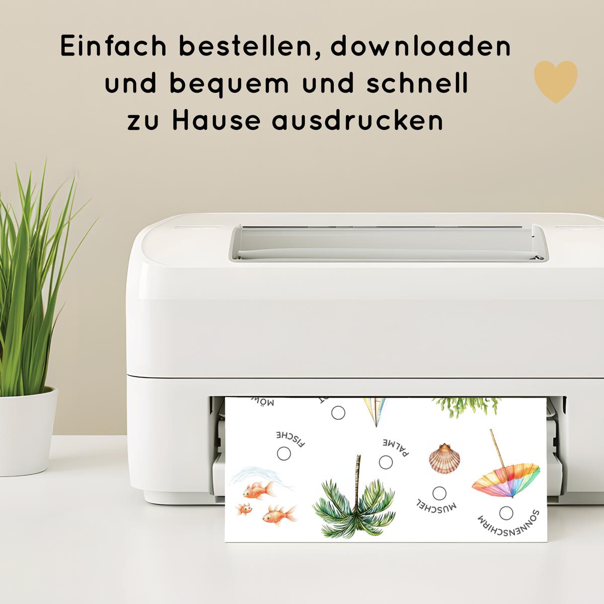 Strand Schatzsuche für Kinder Druckvorlage