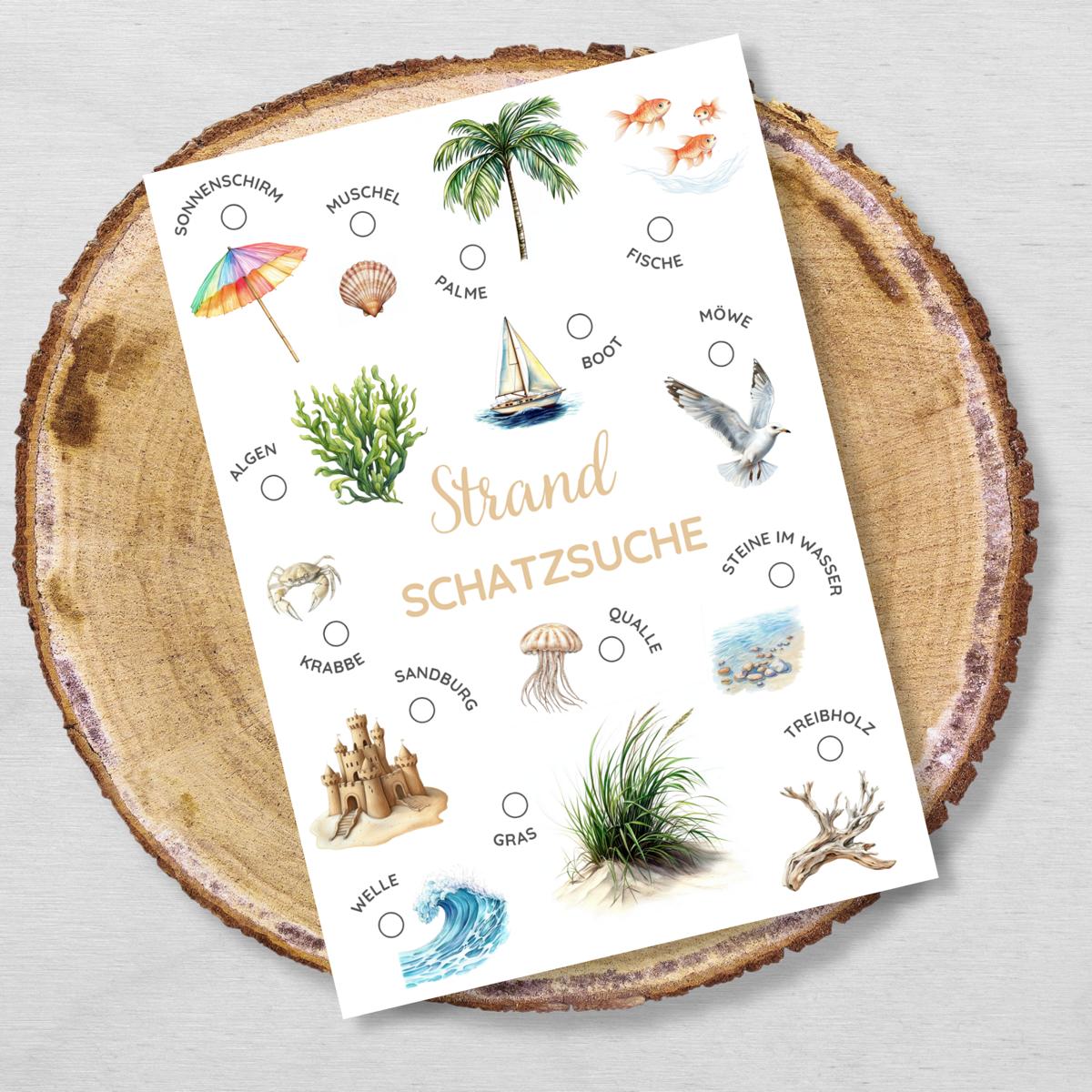 Strand Schatzsuche für Kinder Druckvorlage