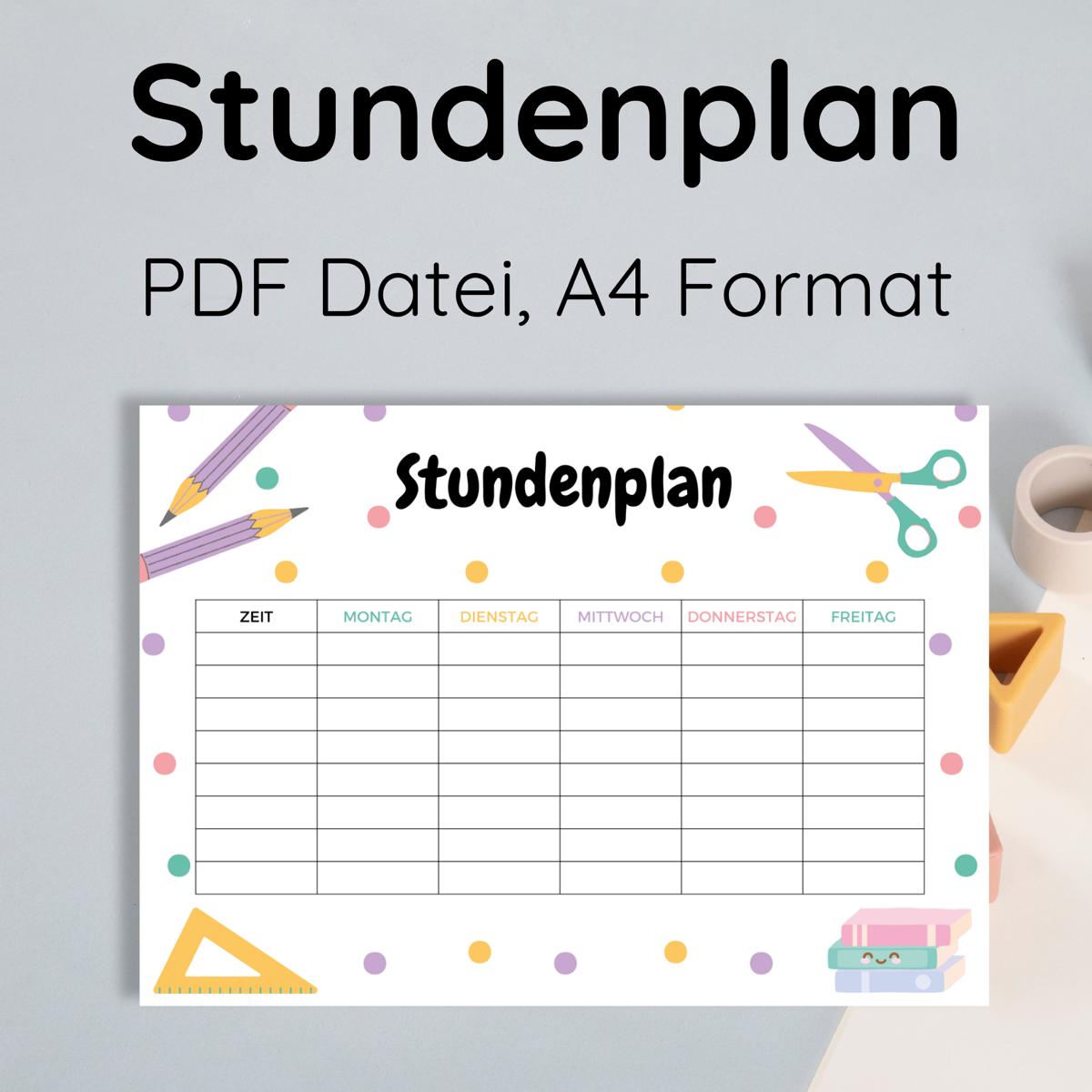 Stundenplan für Kinder, gepunktet