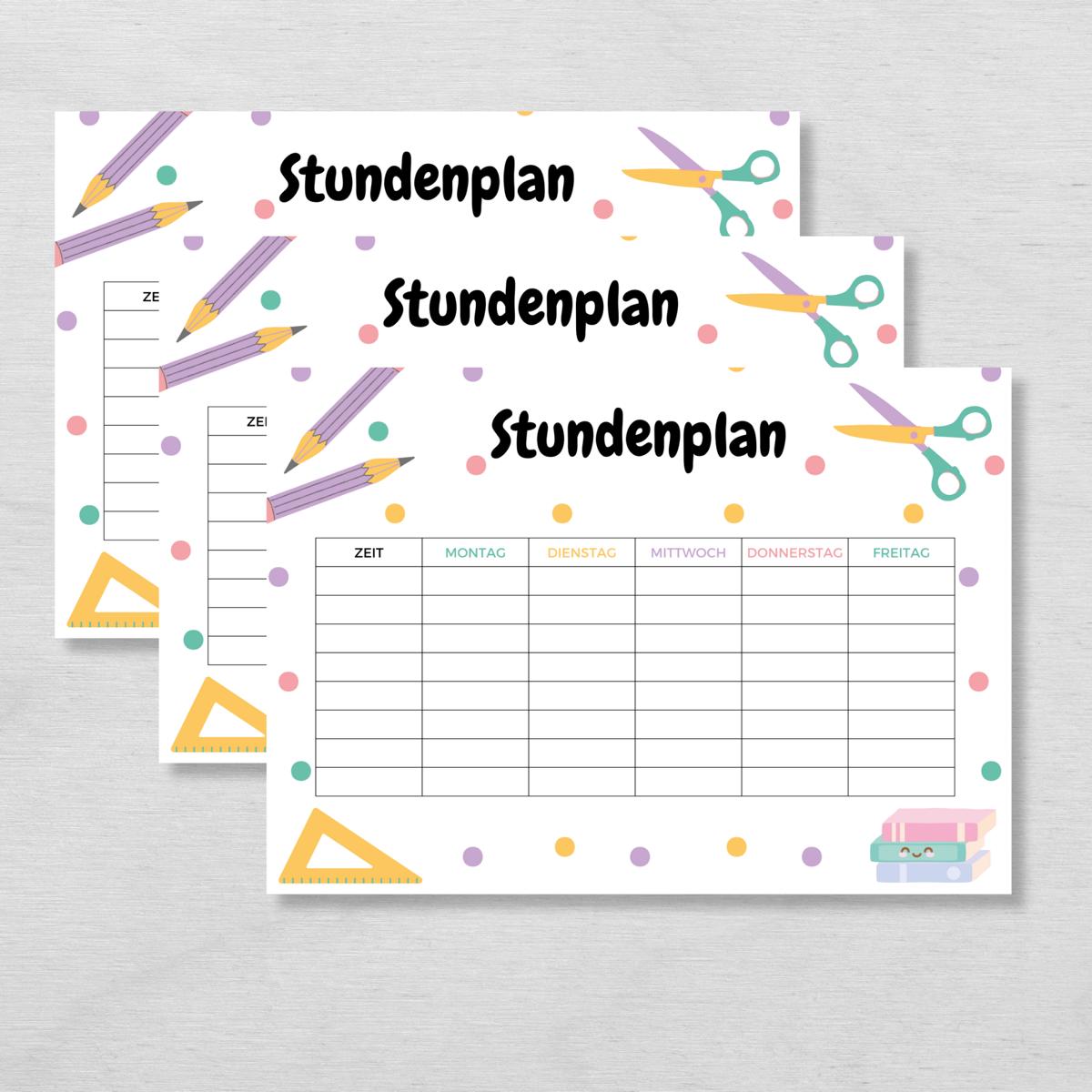 Stundenplan für Kinder, gepunktet