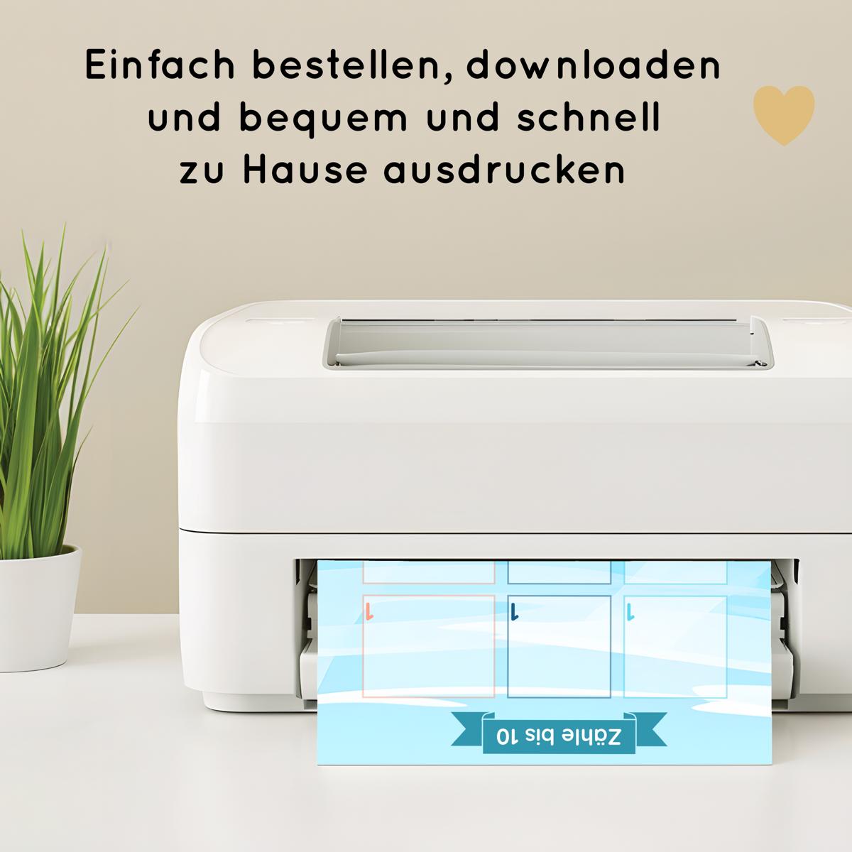 Unterwasser Zählübung Zahlen 1 bis 10 für Kinder, hochkant