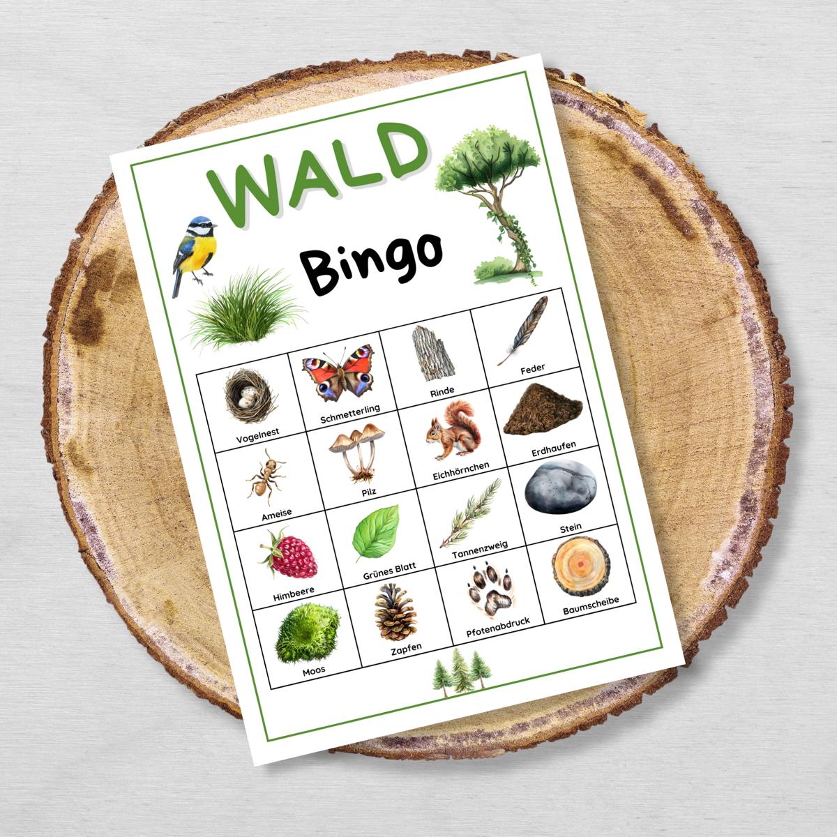 Wald Bingo für Kinder