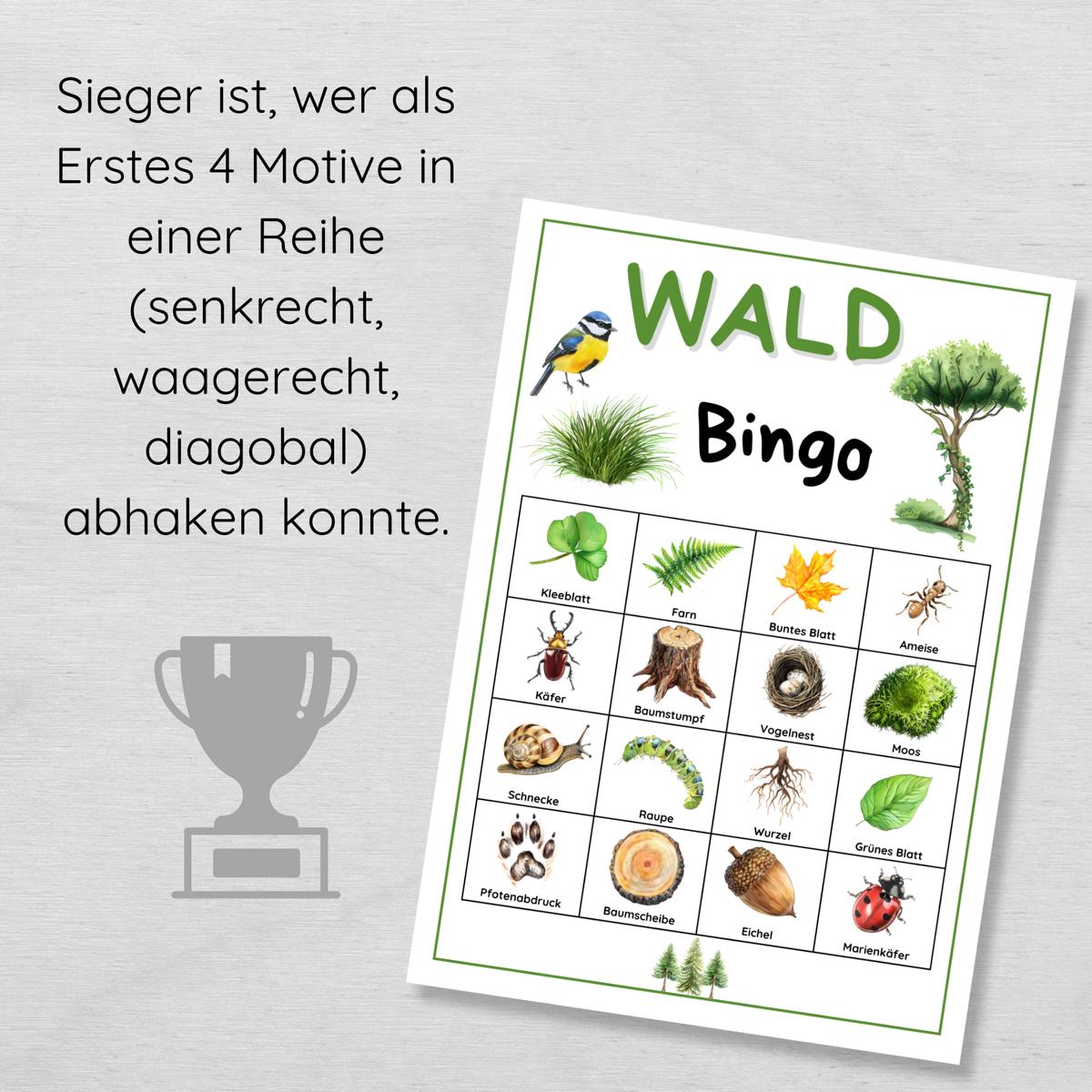 Wald Bingo für Kinder