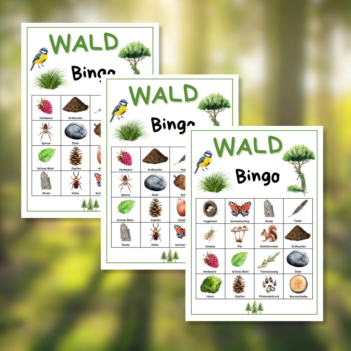 Wald Bingo für Kinder