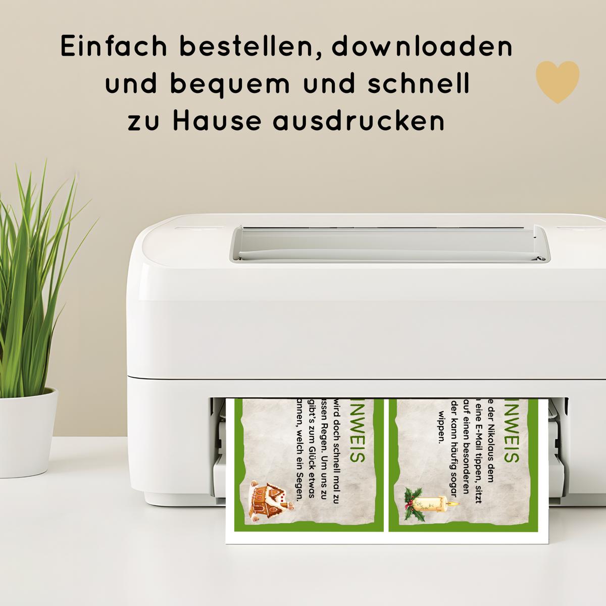 Weihnachten Indoor Schnitzeljagd mit 20 Hinweisen, Urkunde, 2 Spielen & 3 Ausmalbildern