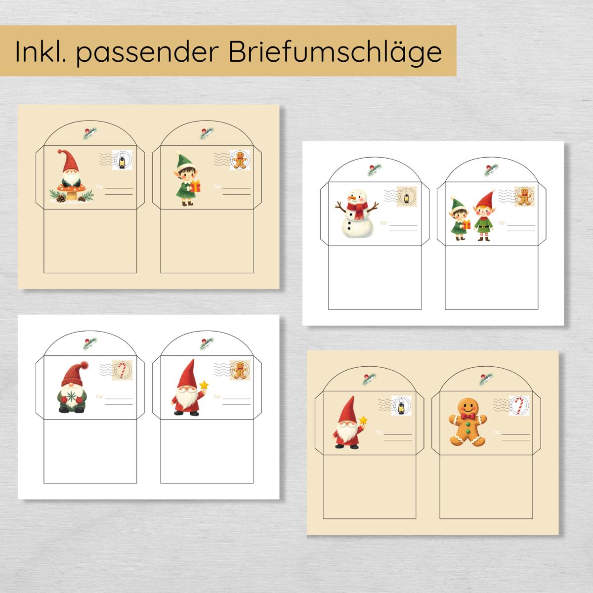 50 Wichtelbriefe plus Blanko Vorlagen & Briefumschläge
