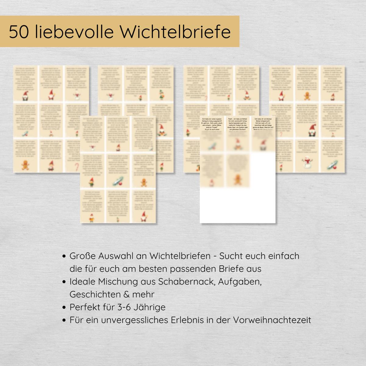 50 Wichtelbriefe plus Blanko Vorlagen & Briefumschläge