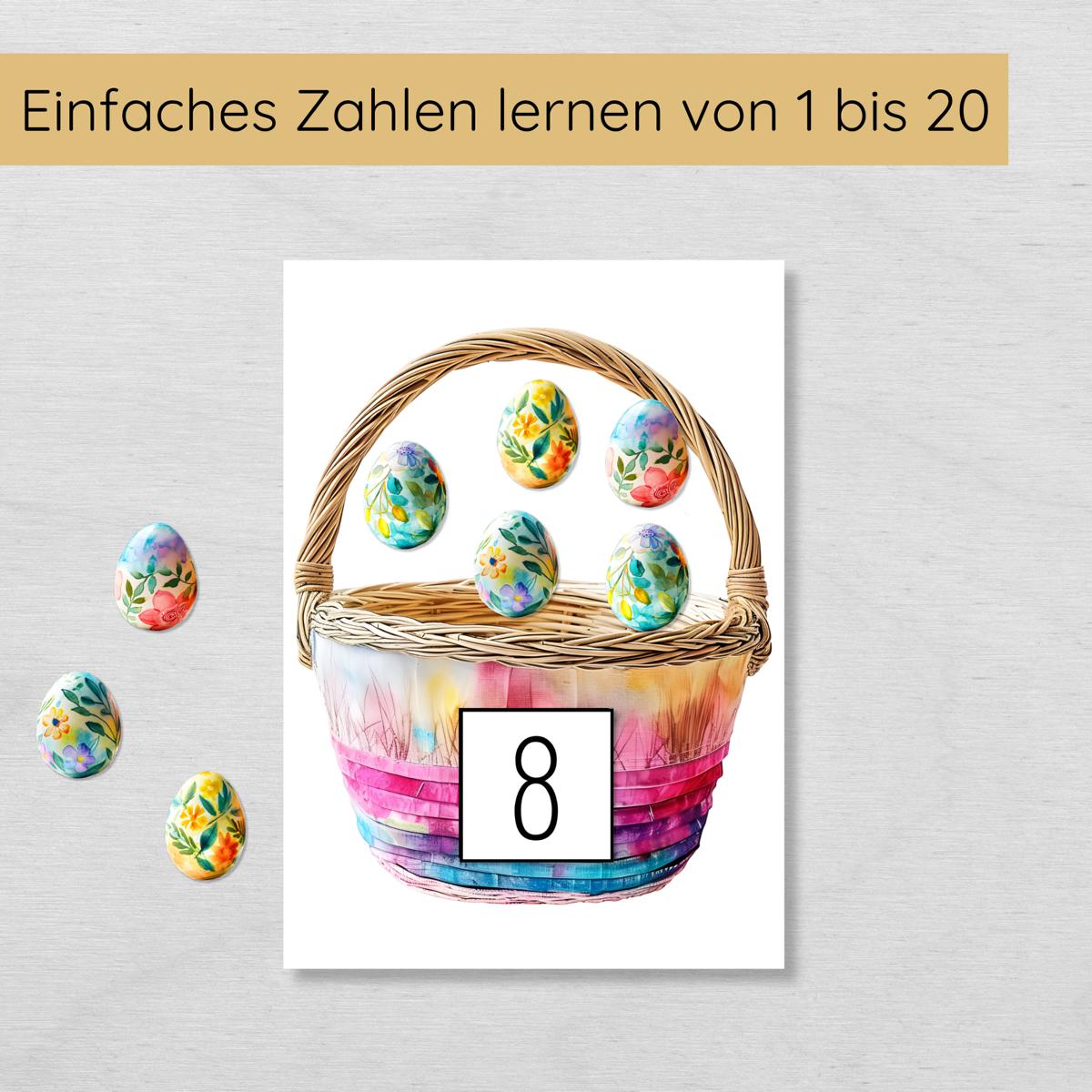Ostern Zahlen bis 20 Lernspiel für Kinder