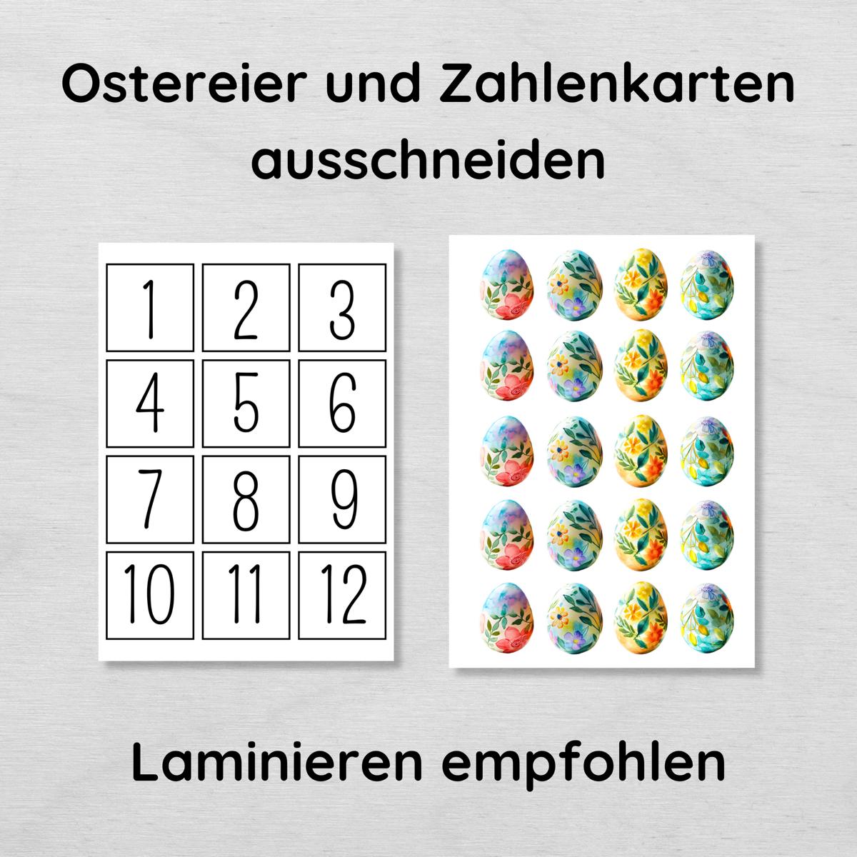 Ostern Zahlen bis 20 Lernspiel für Kinder
