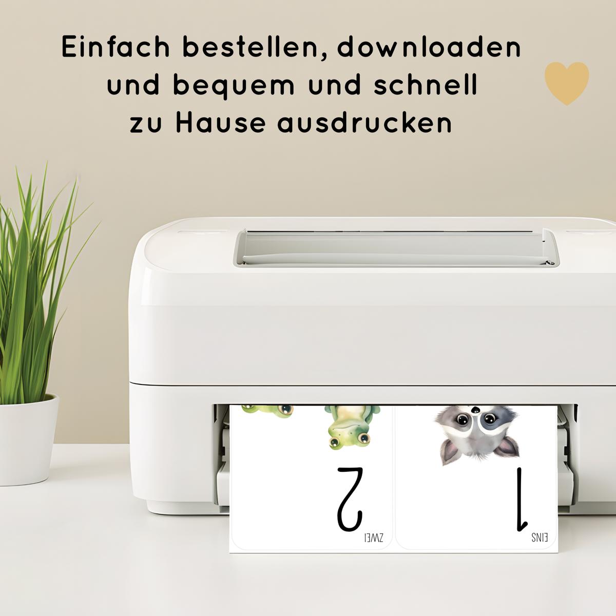 Tiere Zahlen 1 bis 10 Lernkarten für Kinder