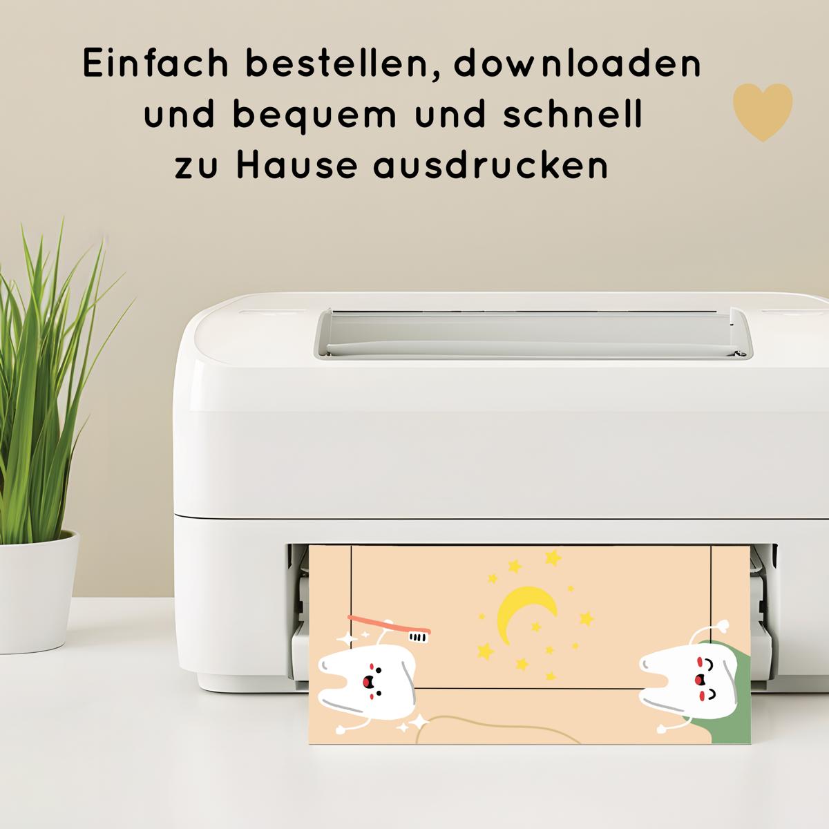 Zahnputzplan für Kinder, Zähne putzen Checkliste, beige