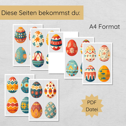 2 Teile Ostereier Puzzle für Kinder, Hälften zuordnen