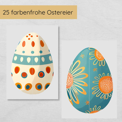 2 Teile Ostereier Puzzle für Kinder, Hälften zuordnen