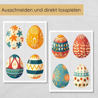 2 Teile Ostereier Puzzle für Kinder, Hälften zuordnen