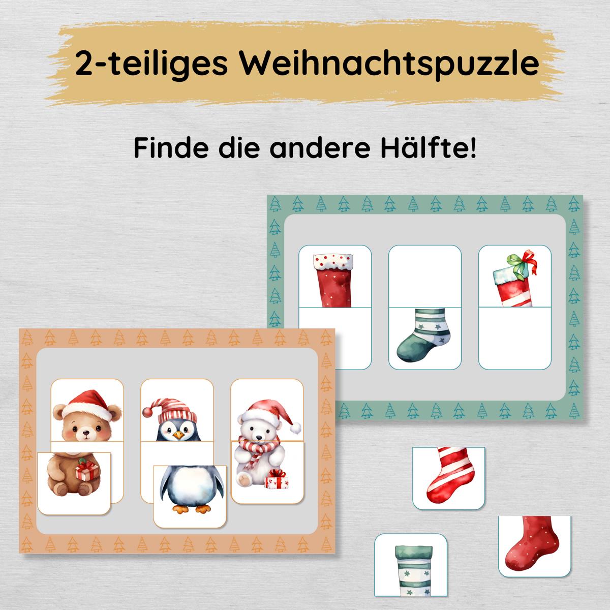 2 Teile Hälften Puzzle für Kinder zu Weihnachten