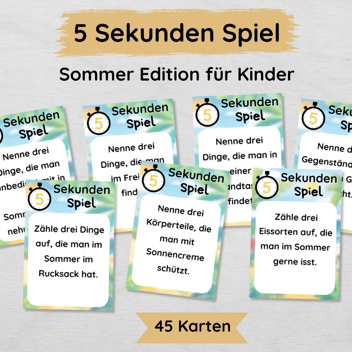 5 Sekunden Sommer Spiel für Kinder