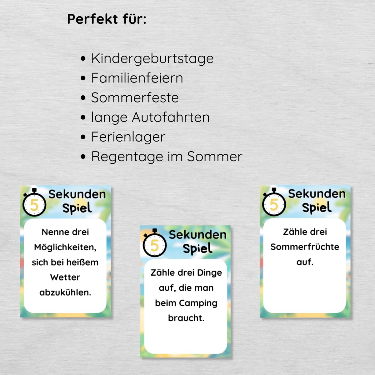 5 Sekunden Sommer Spiel für Kinder