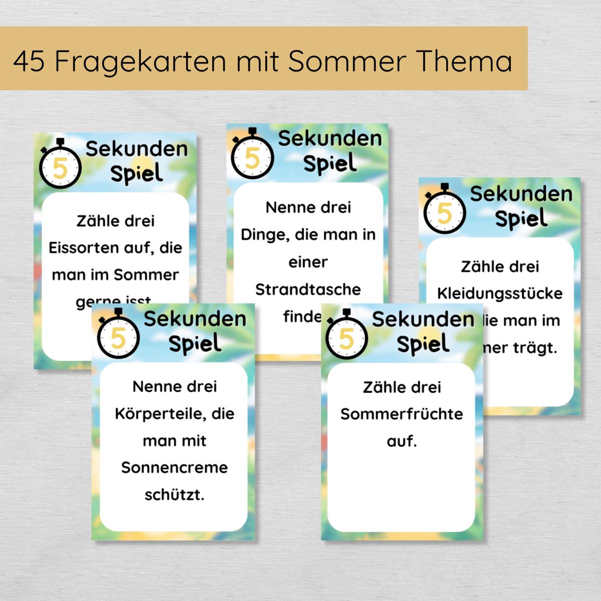 5 Sekunden Sommer Spiel für Kinder