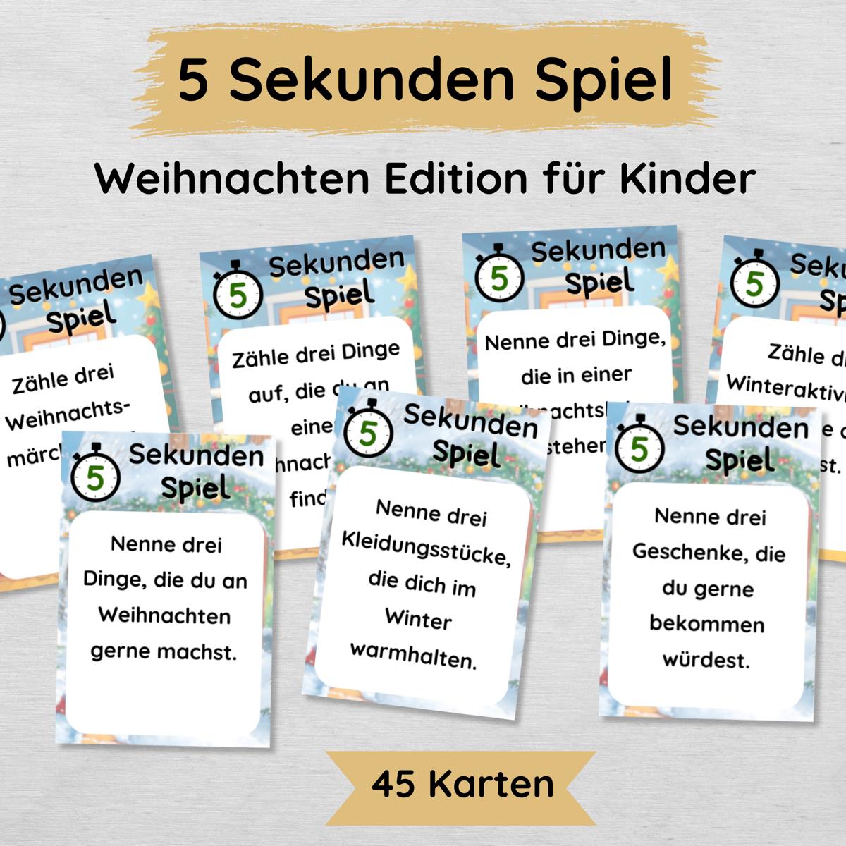 5 Sekunden Weihnachten Spiel für Kinder