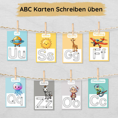 ABC Übungskarten Buchstaben schreiben lernen, hochkant