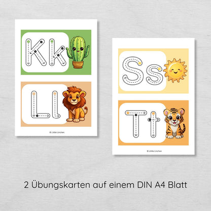 ABC Übungskarten Buchstaben schreiben lernen, quer