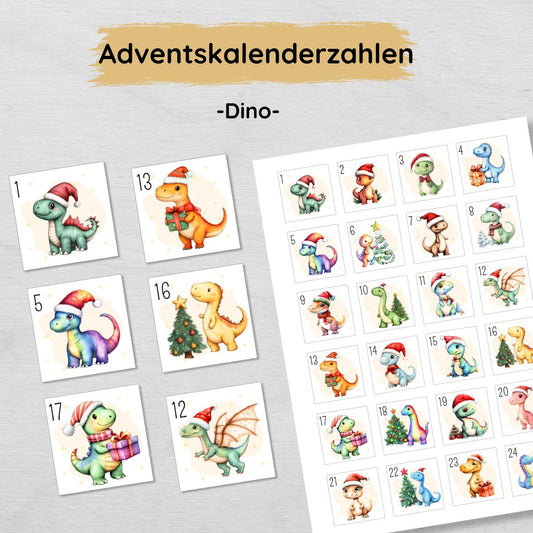 Dino Adventskalenderzahlen für Kinder