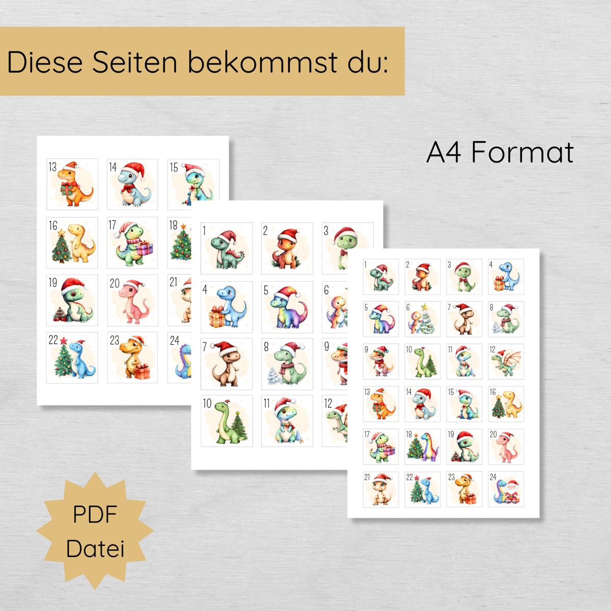 Dino Adventskalenderzahlen für Kinder