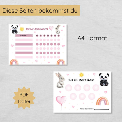 Mädchen Aufgabenplan und Belohnungsplan für Kinder