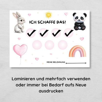 Mädchen Aufgabenplan und Belohnungsplan für Kinder