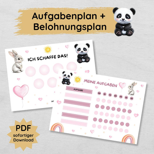 Mädchen Aufgabenplan und Belohnungsplan für Kinder