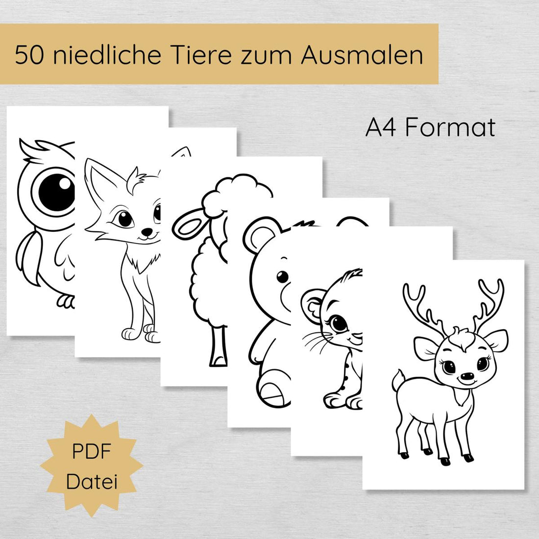 50 einfache Tiere Ausmalbilder für Kinder ab 2 – LittleLinchen