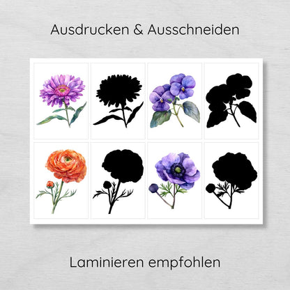 Blumen Schatten Zuordnungsspiel für Kinder