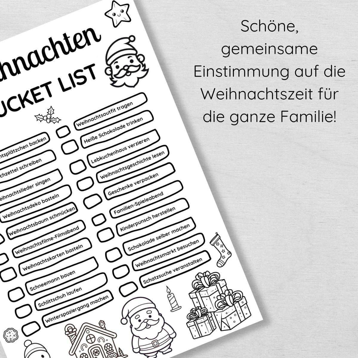 Weihnachten Bucket List für die Familie, 2-in-1