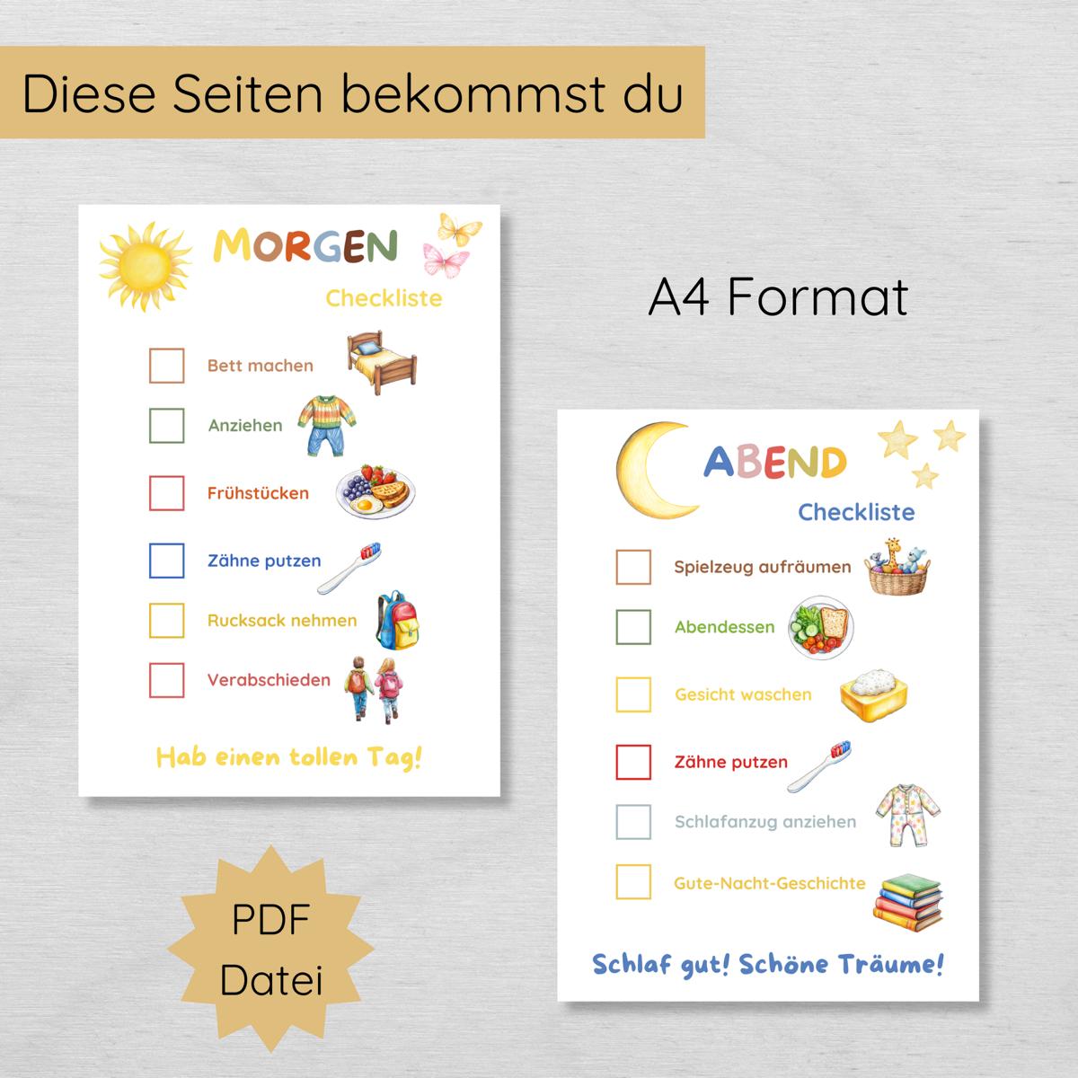 Checkliste für die tägliche Morgen- und Abendroutine für Kinder