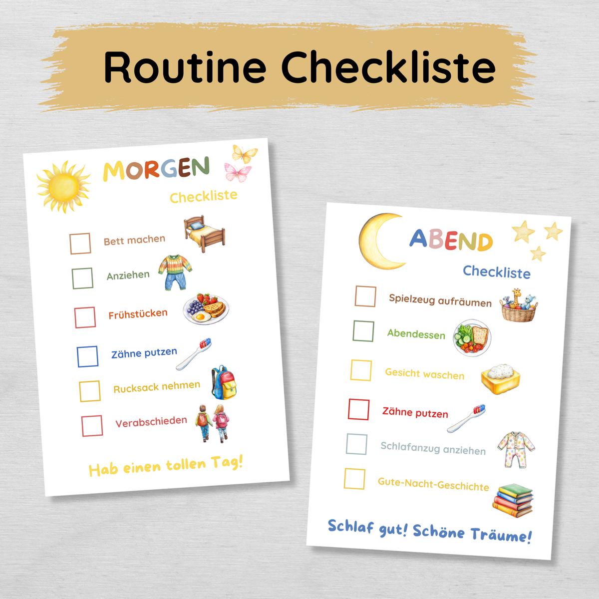 Checkliste für die tägliche Morgen- und Abendroutine für Kinder