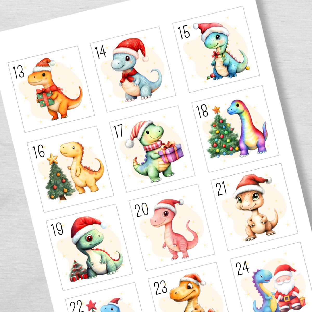 Dino Adventskalenderzahlen für Kinder