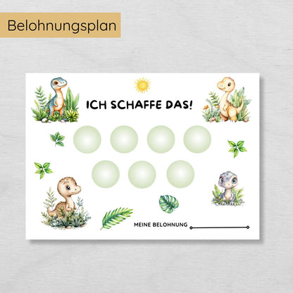 Dino Aufgabenplan und Belohnungsplan für Kinder