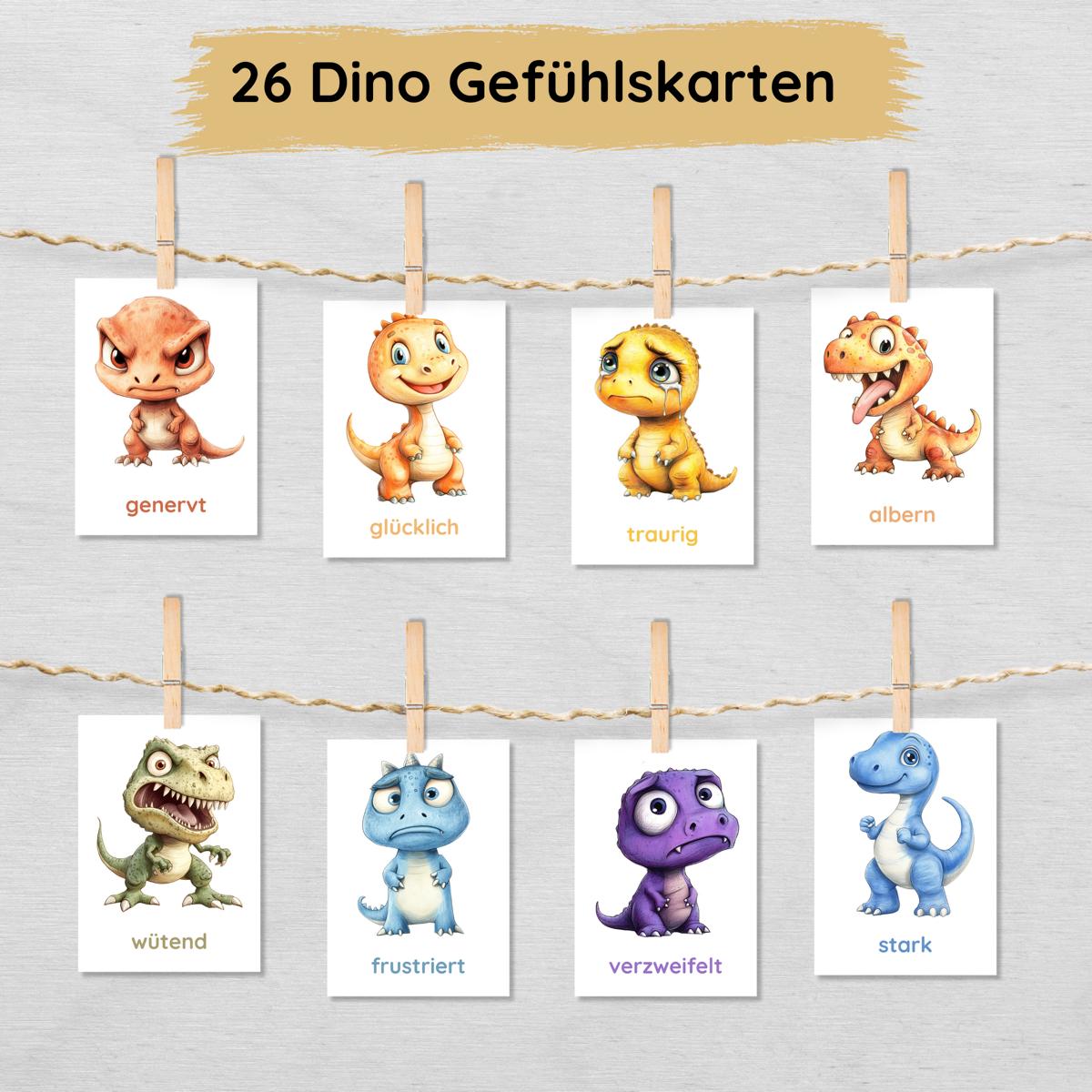 26 Dino Gefühlskarten für Kinder