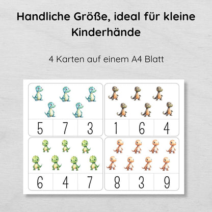 Dino Klammerkarten Zahlen 1  bis 10 für Kinder