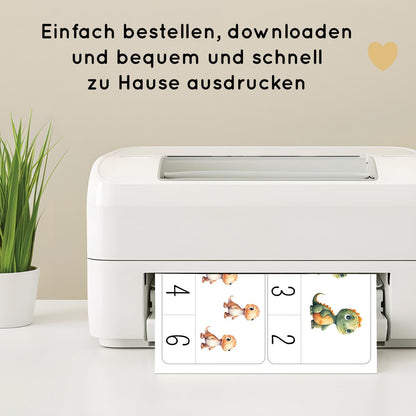 Dino Klammerkarten Zahlen 1  bis 10 für Kinder