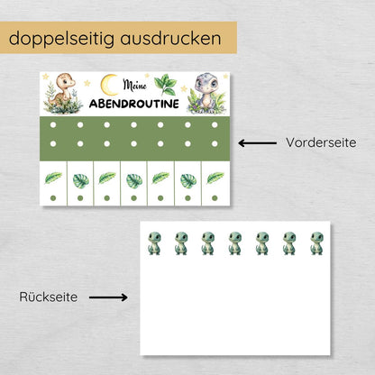 Dino Morgenroutine & Abendroutine Plan für Kinder, PDF Routineplan