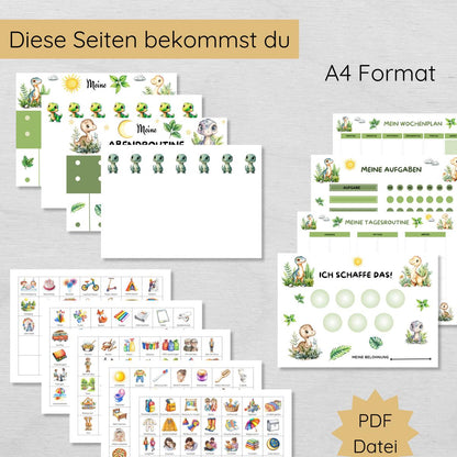 Dino Routine Set mit 160 Routinekarten & Planern