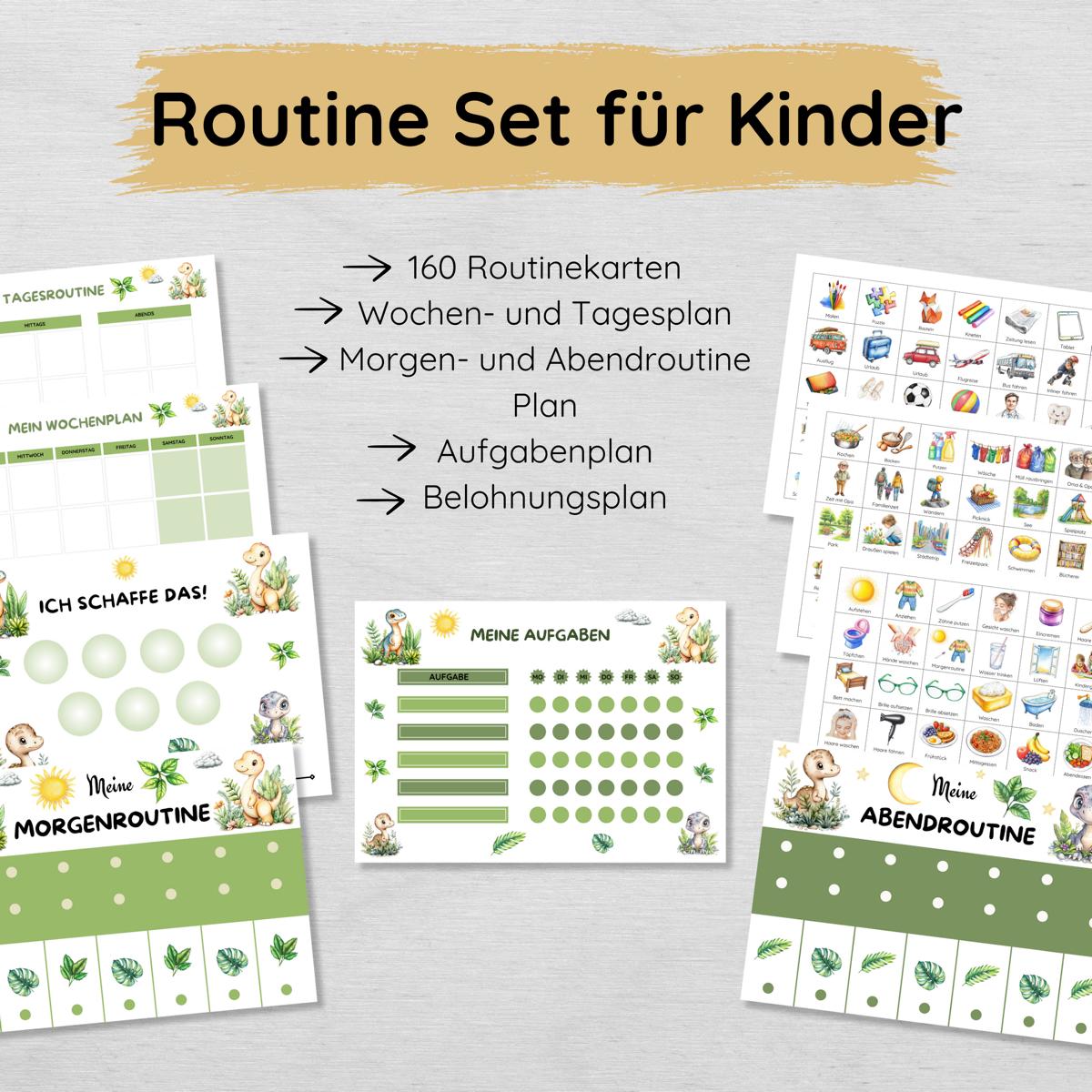 Dino Routine Set mit 160 Routinekarten & Planern